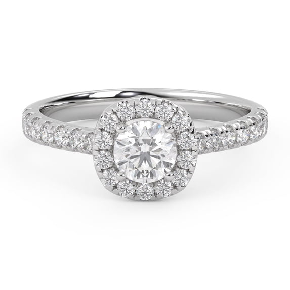 AFFY Half Eternity Halo Solitaire Engagement Rings for Women, IGI Certified 1.00 Carat (ctw) Round Cut Lab Grown Diamond Ring In 14K Solid White Gold F-G, VS-SI Quality Ring Size-9.5