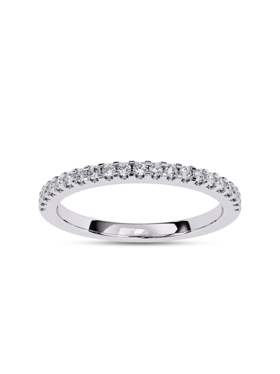Half Eternity Stackable Wedding Band Ring for Women, 0.20 Carat (ctw) Round Cut Lab Grown Diamond Ring in 10K Solid White Gold Jewelry Gift for Her F-G, VS-SI Quality Size-4.5