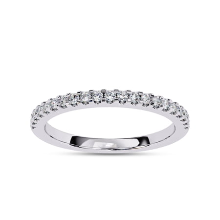 AFFY Half Eternity Stackable Wedding Band Ring for Women, 0.20 Carat (ctw) Round Cut Lab Grown Diamond Ring in 14K White Gold Plated 925 Sterling Silver Jewelry Gift for Her F-G-H, SI Quality -4