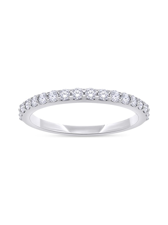 Half Eternity Wedding Band Ring for Women, 0.35 Carat (ctw) Round Cut Lab Grown Diamond Ring in 14K White Gold Plated 925 Sterling Silver FGH, SI Quality Size-7.5
