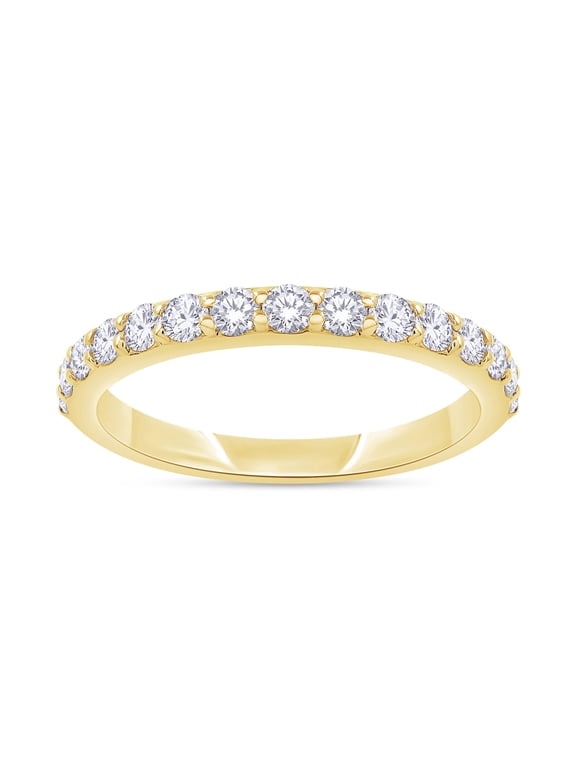 Half Eternity Wedding Band Ring for Women, 0.50 Carat (ctw) Round Cut Lab Grown Diamond Ring in 14K Yellow Gold Plated 925 Sterling Silver FGH, SI Quality Size-9.5