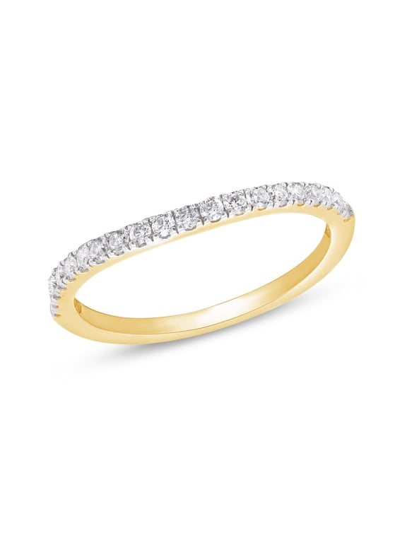 Half Eternity Wedding Band Ring for Women Round Lab Created Moissanite Stackable Ring in 14K Yellow Gold Plated 925 Sterling Silver Jewelry Size 5.5
