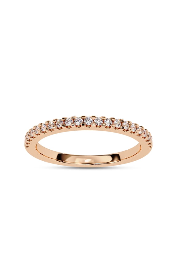 Half Eternity Wedding Band Rings for Women Round Cut Lab Created Moissanite Anniversary Ring in 10K Solid Rose Gold Size-9