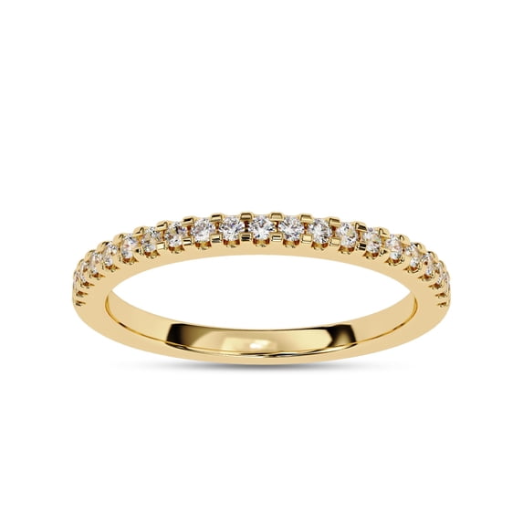 AFFY Half Eternity Wedding Band Rings for Women Round Cut Lab Created Moissanite Anniversary Ring in 10K Solid Yellow Gold Size-4.5