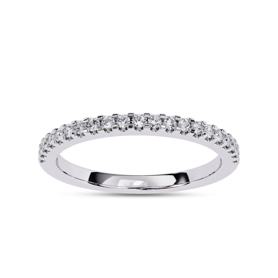 AFFY Half Eternity Wedding Band Rings for Women Round Cut Lab Created Moissanite Anniversary Ring in 14K White Gold Over Sterling Silver Size-6.5