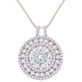 thumbnail image 1 of AFFY Halo Circle Fashion Pendant Necklace In 14k Rose Gold With 2.16 CT Round Cut White Natural Diamond, 1 of 1
