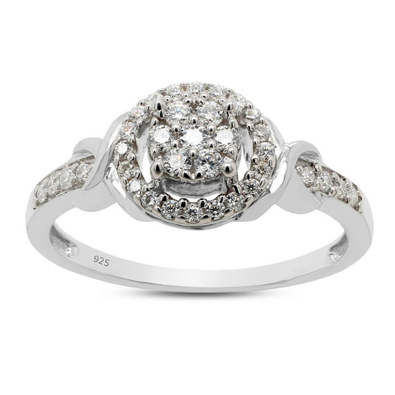AFFY Halo Cluster Engagement Ring for Women, 0.25CT Round Moissanite Diamond|14K White Gold over Sterling Silver-9