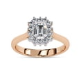 thumbnail image 1 of AFFY Halo Engagement Ring for Women | Center 5x4mm Emerald Cut Lab Created Moissanite Promise Ring in 14K Rose Gold Over Sterling Silver Jewelry Gift for Her, Ring Size 9, 1 of 6