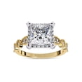 thumbnail image 1 of AFFY Halo Engagement Wedding Ring for Women Center 7MM Princess and Round Lab Created Moissanite Ring Jewelry Gift for Her In 10K Solid Yellow Gold Size 5.5, 1 of 6