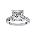 thumbnail image 1 of AFFY Halo Engagement Wedding Ring for Women Center 7MM Princess and Round Lab Created Moissanite Ring Jewelry Gift for Her In 14K Solid White Gold Size 8.5, 1 of 6