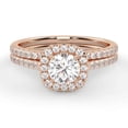 thumbnail image 1 of AFFY Halo Solitaire Bridal Ring Set, 1.10 Cttw Lab Grown Diamond Engagement Wedding Rings for Women 10K Solid Rose Gold F-G, VS-SI Quality Ring Size-4, 1 of 6