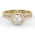 thumbnail image 1 of AFFY Halo Solitaire Bridal Ring Set, 1.10 Cttw Lab Grown Diamond Engagement Wedding Rings for Women 10K Solid Yellow Gold F-G, VS-SI Quality Ring Size-8.5, 1 of 6