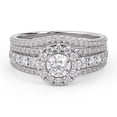 thumbnail image 1 of AFFY Halo Solitaire Cluster Bridal Set Ring for Women, 1.00 Carat (Ctw) Lab Grown Diamond Engagement Wedding Ring 14K White Gold Over 925 Sterling Silver F-G-H, SI Quality Ring Size-9, 1 of 6