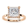 thumbnail image 1 of AFFY Halo Solitaire Engagement Ring for Women, 2.20 Carat (ctw) Princess and Round Cut Lab Grown Diamond Ring In 14K Rose Gold Over Sterling Silver F-G-H, SI Quality Gifts For Her Ring Size-6.5, 1 of 7