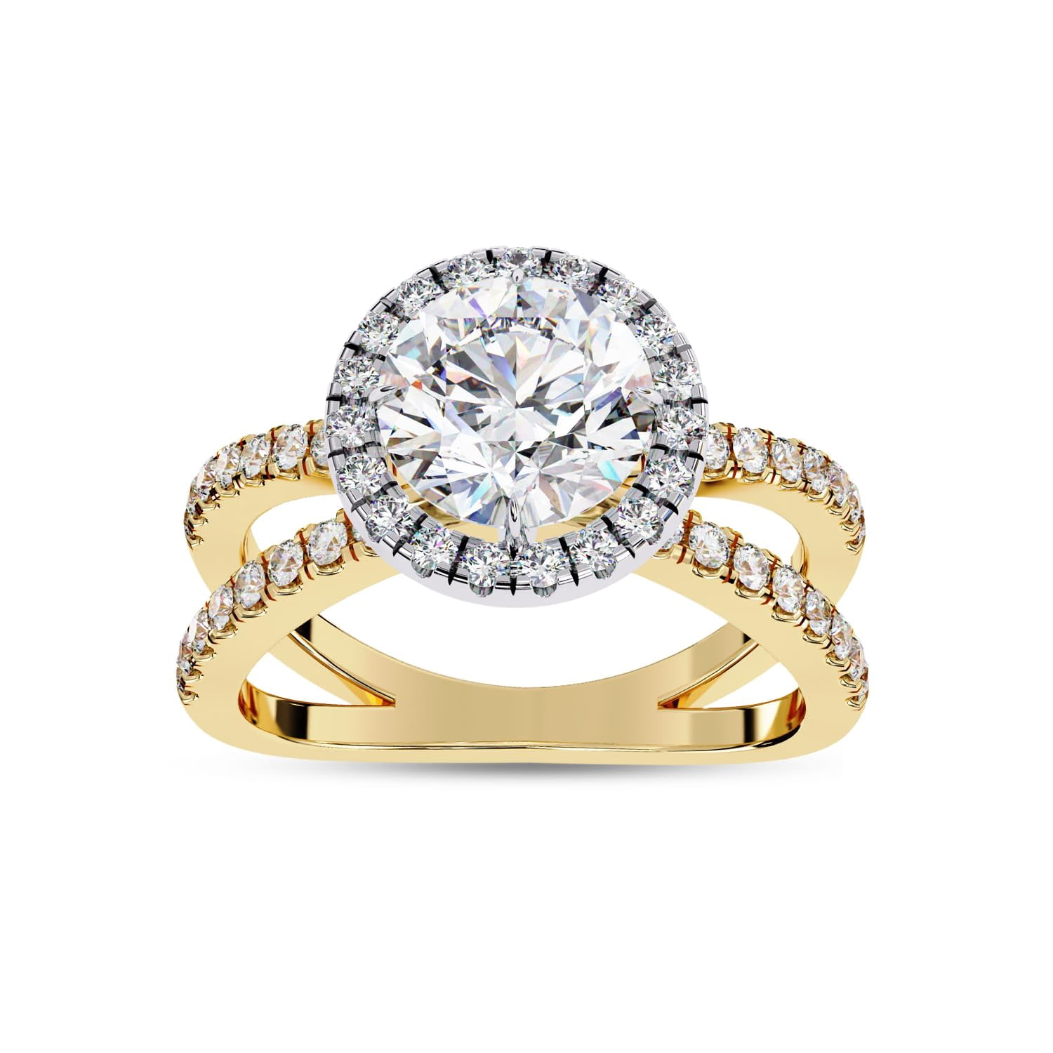 AFFY Halo Solitaire Engagement Ring for Women, Center 7.5mm Round Cut ...