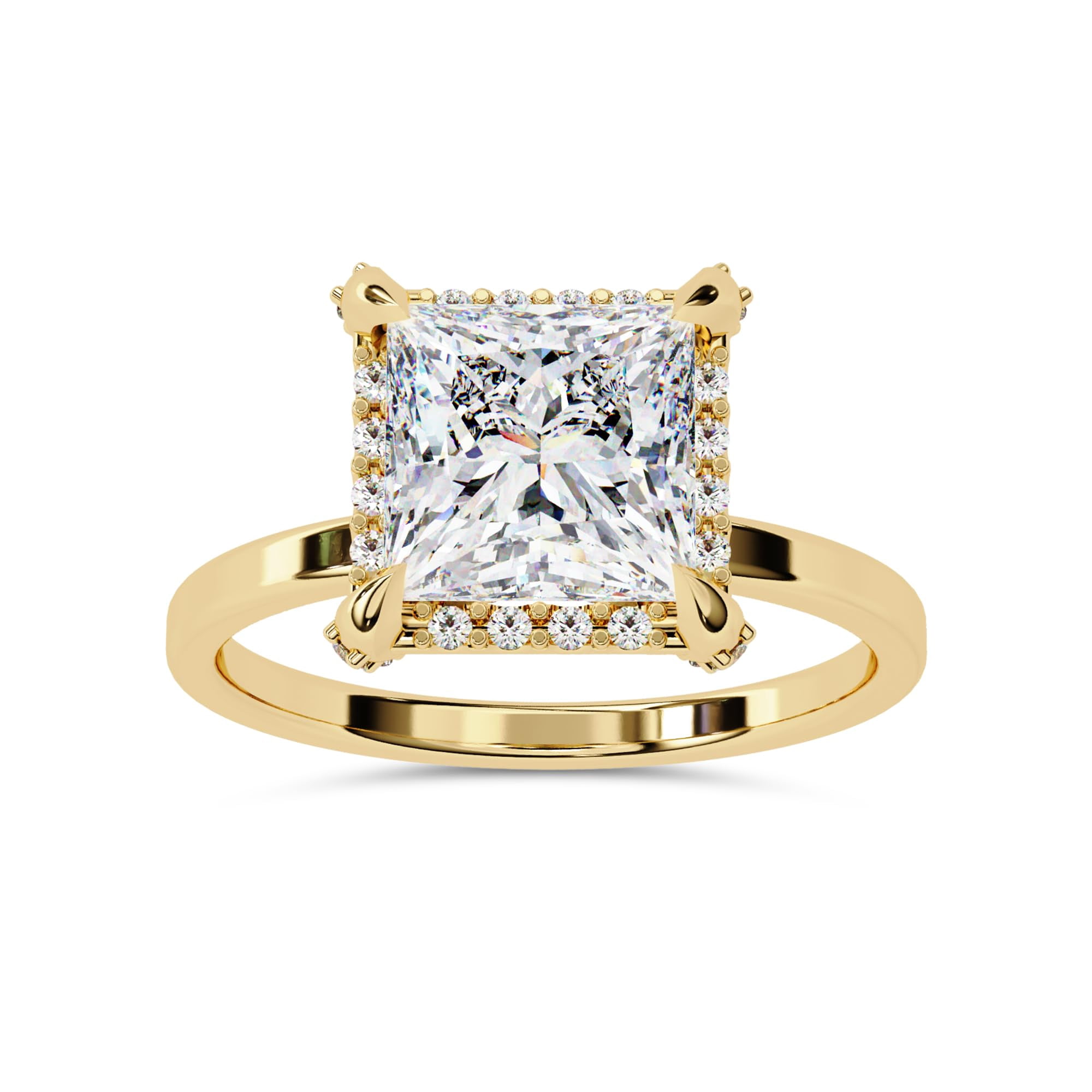 AFFY Halo Solitaire Engagement Ring for Women Center 7mm Princess and ...