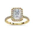thumbnail image 1 of AFFY Halo Solitaire Engagement Ring for women, 2.00 Carat (ctw) Emerald and Round Cut Lab Grown Diamond Ring In 10K Solid Yellow Gold F-G, VS-SI Quality Gifts For Her Ring Size-5, 1 of 6