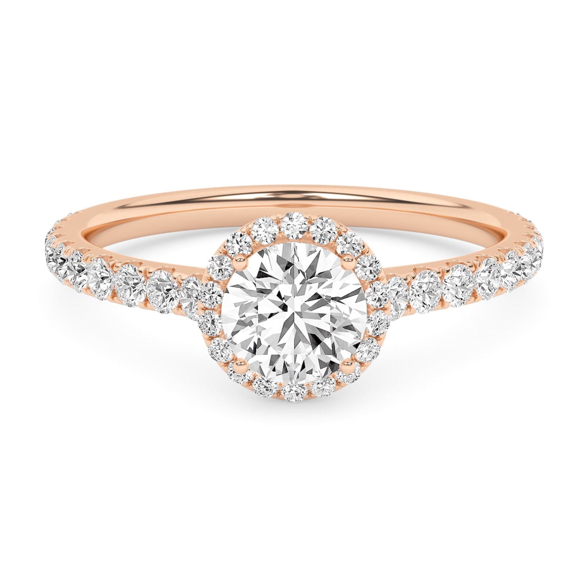 AFFY Halo Solitaire Engagement Rings For Women, 0.75 Carat (ctw) Lab Created Moissanite Promise Rings For Her In 14k Solid Rose Gold | VVS1 Quality Ring Size-8.5