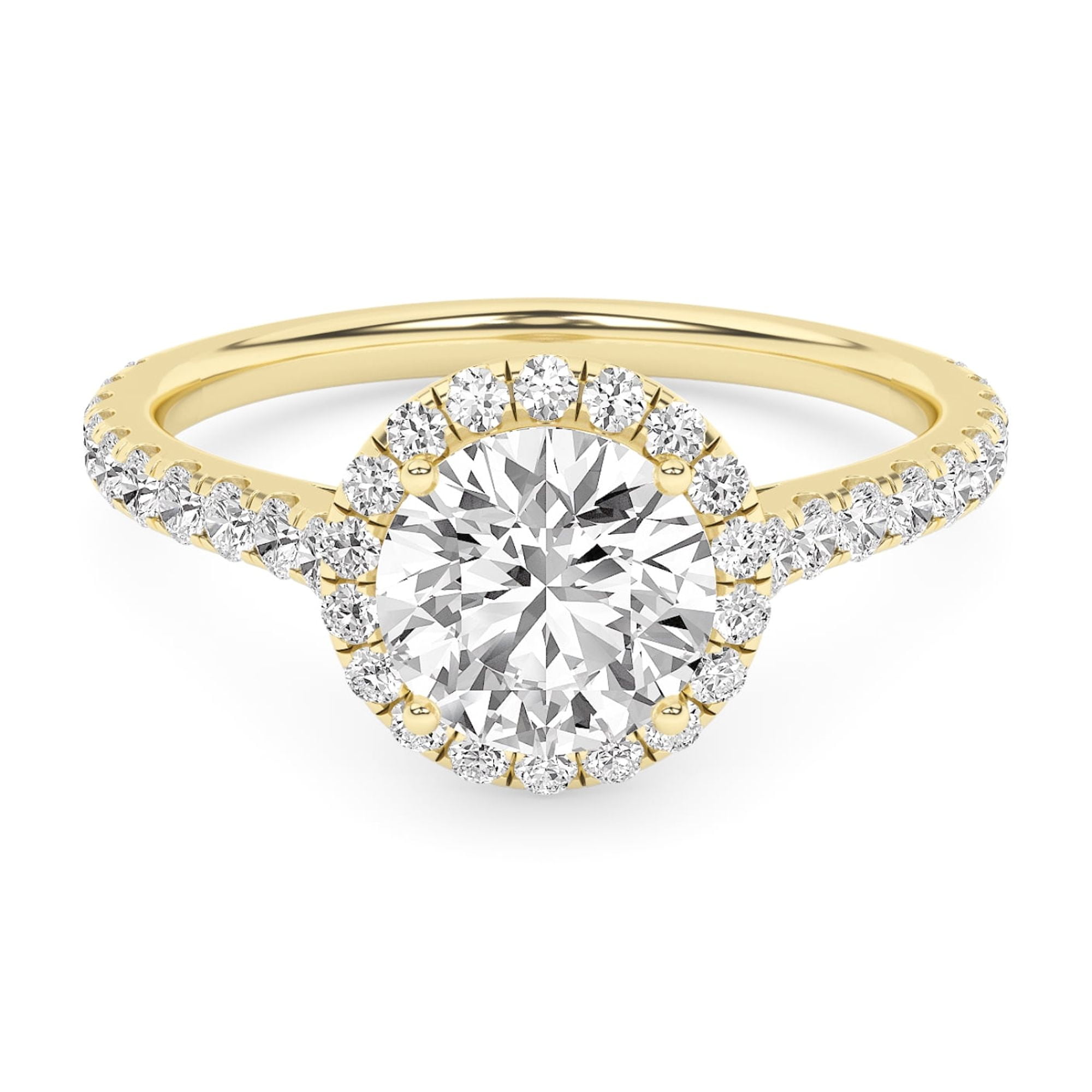 AFFY Halo Solitaire Engagement Rings For Women, 1.38 Carat (ctw) Lab Created Moissanite Promise Rings For Her In 10k Solid Yellow Gold | VVS1 Quality Ring Size-5