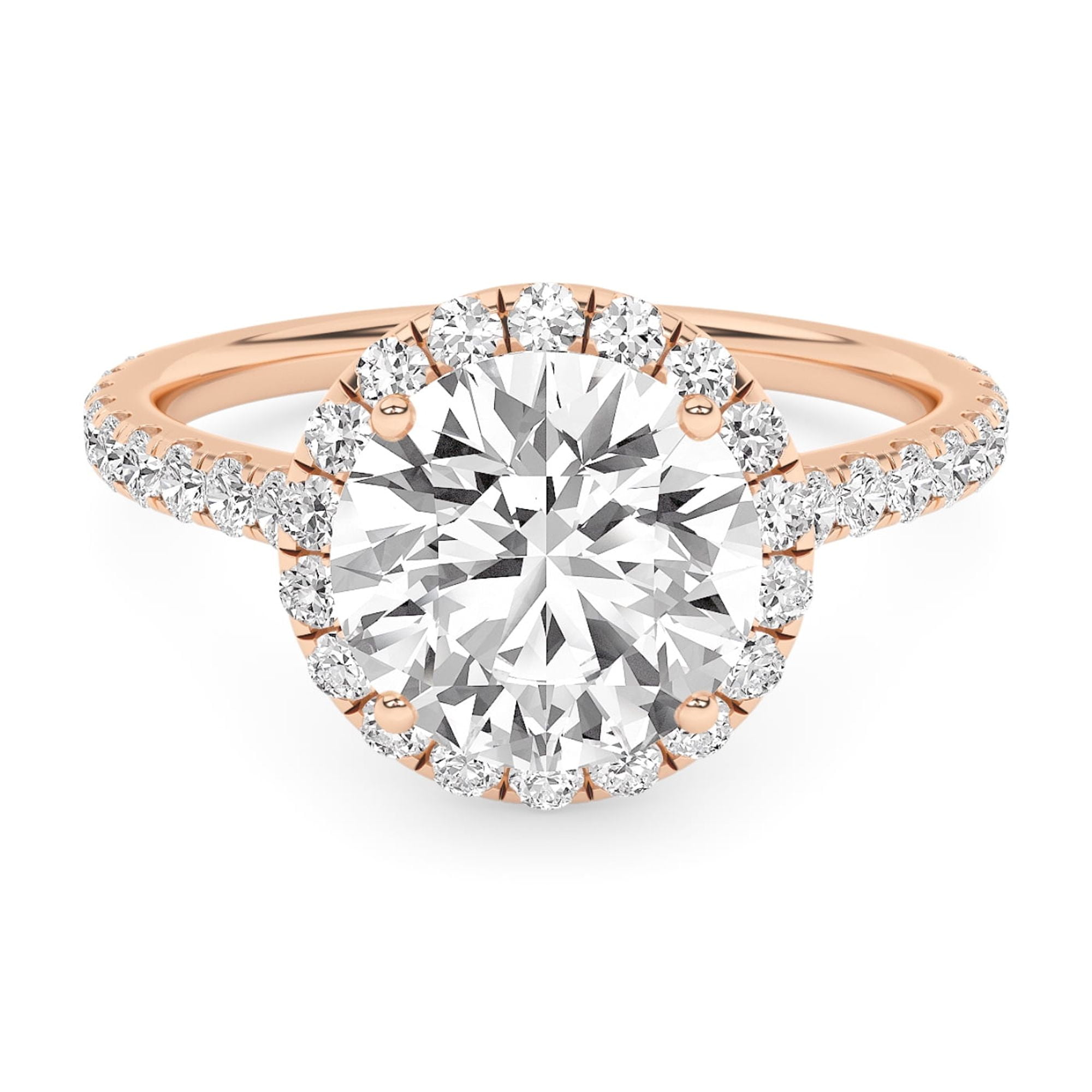 AFFY Halo Solitaire Engagement Rings For Women, 2.50 Carat (ctw) Lab Created Moissanite Promise Rings For Her In 14k Rose Gold Over Sterling Silver | VVS1 Quality Ring Size-10