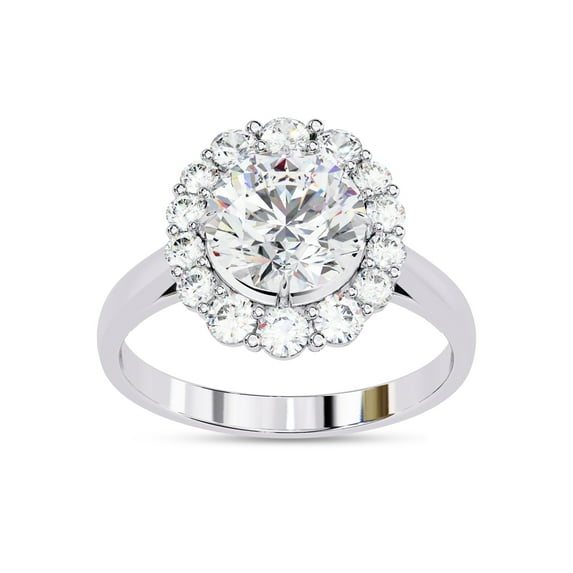 AFFY Halo Solitaire Engagement Rings for Women, 2.50 Carat (ctw) Round Cut Lab Grown Diamond Ring In 10K Solid White Gold F-G, VS-SI Quality Ring Size-9