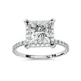 thumbnail image 1 of AFFY Halo Solitaire Engagement Rings for Women, Center 7mm Princess Cut Lab Created Moissanite Half Eternity Wedding Ring in 14K Solid White Gold Size-8.5, 1 of 6
