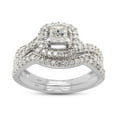 thumbnail image 1 of AFFY 0.85CT Moissanite Diamond Wedding Engagement Bridal Set Ring in 14K White Gold over Silver-9, 1 of 8