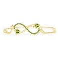 thumbnail image 1 of AFFY Heart & Round Shape Simulated Peridot Infinity Heart Chain Bracelets In 14k Yellow Gold Over Sterling Silver -7.5", 1 of 7
