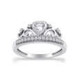 thumbnail image 1 of AFFY Heart & Round White Cubic Zirconia Womens Crown Ring In 14k White Gold Over Sterling Silver Ring Size-8.5, 1 of 6