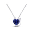 thumbnail image 1 of AFFY Heart Shape Simulated Blue Sapphire & White Diamond Accent Devil Heart Shape Pendant Necklace In 14K Solid White Gold With 18" Rope Chain, 1 of 5