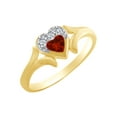 thumbnail image 1 of AFFY Heart Shape Simulated Garnet & White Cubic Zirconia Heart Promise Ring In 14k Yellow Gold Over Sterling Silver Ring Size-14, 1 of 1