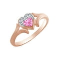 thumbnail image 1 of AFFY Heart Shape Simulated Tourmaline & White Cubic Zirconia Heart Promise Ring In 14k Rose Gold Over Sterling Silver Ring Size-4.5, 1 of 1