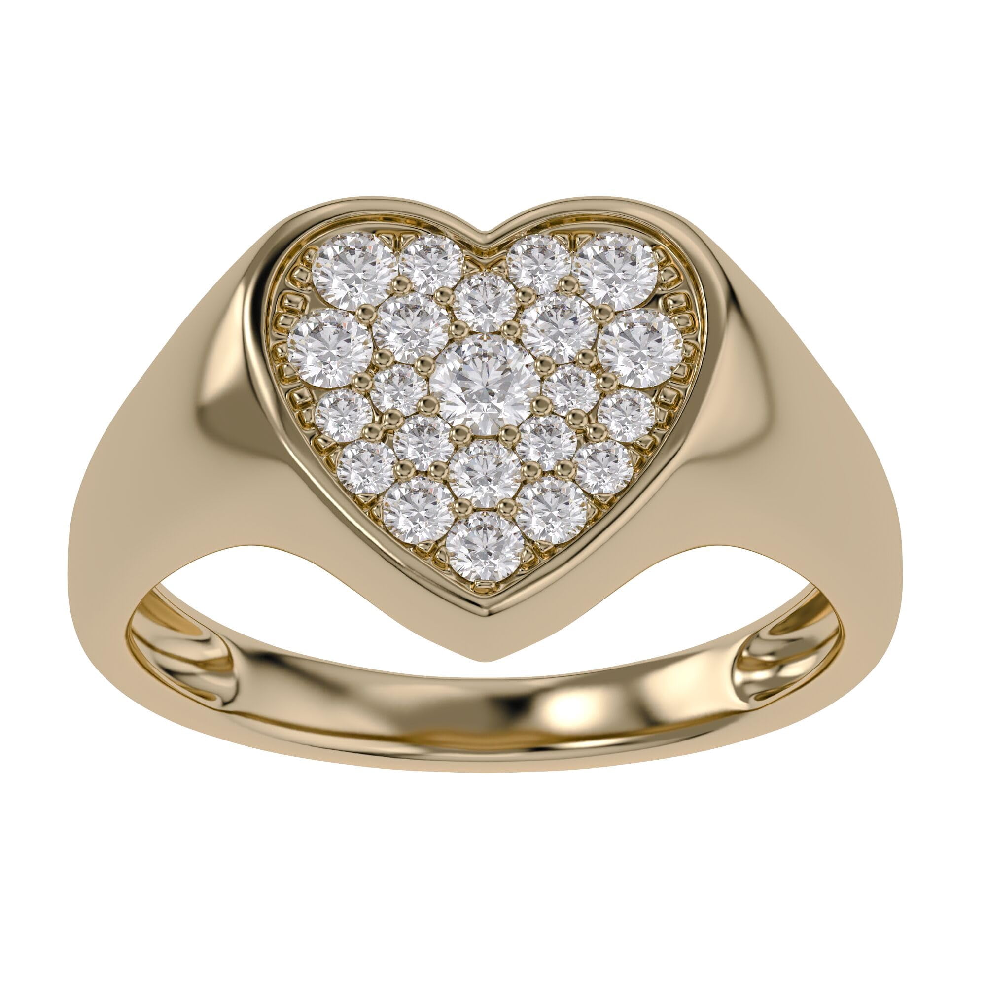 AFFY Heart Signet Ring for Women, 0.33 Carat (ctw) Round Cut Lab ...