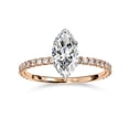 thumbnail image 1 of AFFY Hidden Halo Engagement Ring for Women, 1.10 Carat (ctw) Marquise and Round Cut Lab Grown Diamond Solitaire Ring In 14K Rose Gold Over Sterling Silver F-G-H, SI Quality Ring Size-8, 1 of 6