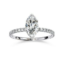 AFFY Hidden Halo Engagement Ring for Women, 1.10 Carat (ctw) Marquise and Round Cut Lab Grown Diamond Solitaire Ring In 14K White Gold Over Sterling Silver F-G-H, SI Quality Ring Size-4