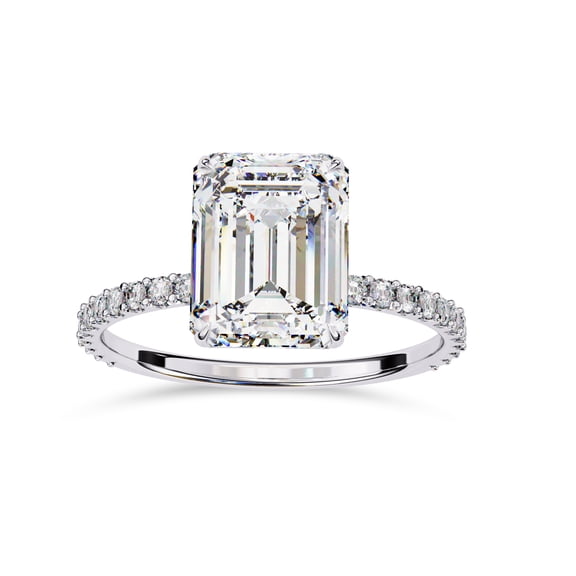 Hectagon Shape Rounded 4 Carat (ctw) Platinum Hexagon,Trapezoid Cut LAB GROWN Diamond Three ...