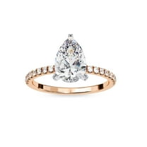 AFFY Hidden Halo Solitaire Engagement Ring for Women Center 9x6mm Pear Cut Lab Created Moissanite Wedding Anniversary Ring in 10K Solid Rose Gold Size-10