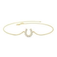 thumbnail image 1 of AFFY Horseshoe Bracelet for Women | Round Lab Grown Diamond Cable Link Chain Bracelet | 18K Yellow Gold Vermeil Lucky Charm Jewelry (0.08Ctw)-6.00 Inch, 1 of 4