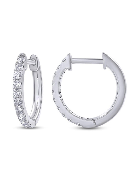 Huggie Hoop Earrings For Women, 1/4 Carat Round Shape Lab Grown Diamond Wedding Bridal Hoop Earrings In 14K White Gold Over Sterling Silver Jewelry Gifts For Her (0.25 Cttw)