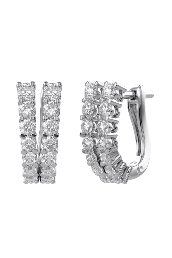 Huggie Hoop Earrings for Women 1.25 Carat (ctw) Round Lab Grown Diamond V-Shaped Design Ear Cuffs in 14K Solid White Gold Jewelry for Her