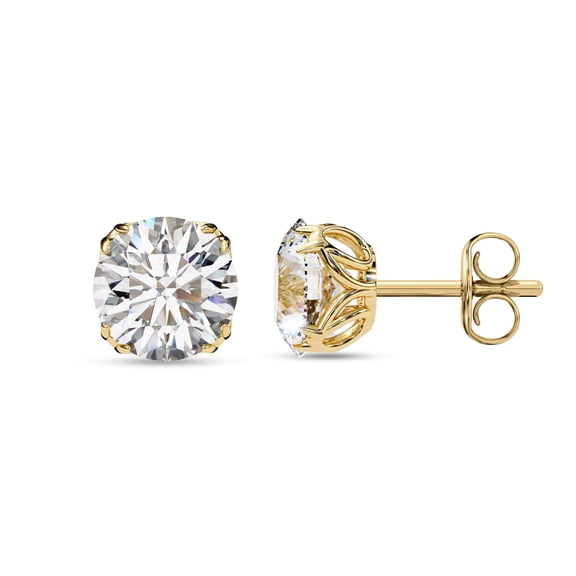 AFFY IGI Certified 2.55 Carat (ctw) Lab Grown Diamond Earrings, Floral Solitaire Round Cut Lab Diamond Stud Earrings for Women In 14K Solid Yellow Gold F-G, VS-SI Quality