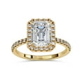 thumbnail image 1 of AFFY IGI Certified Lab Grown Diamond Halo Solitaire Engagement Ring, Center 8x6mm Emerald Cut Half Eternity Wedding Rings For Women In 18K Solid Yellow Gold F-G, VS-SI Quality (2.00 Cttw)-9.5, 1 of 6