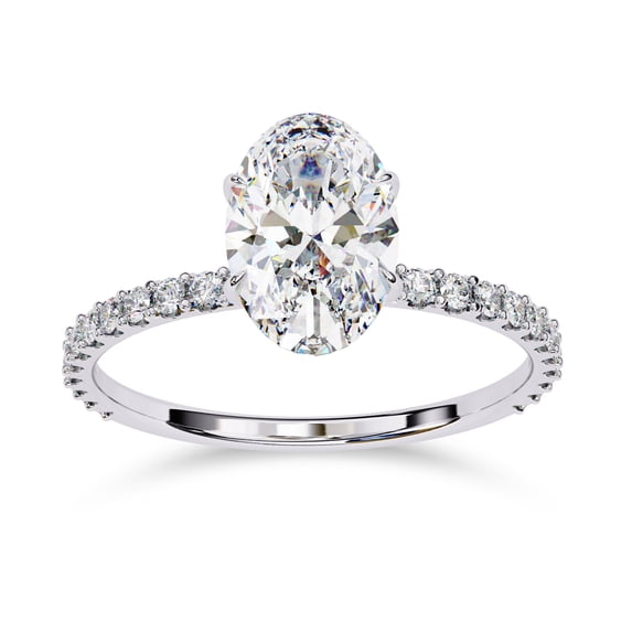 AFFY IGI Certified Lab Grown Diamond Solitaire Engagement Rings For Women, Center 9x6mm Oval Cut Half Eternity Stackable Wedding Ring In 18K Solid White Gold F-G, VS-SI Quality (1.50 Cttw) -7