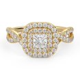 thumbnail image 1 of AFFY Infinity Double Halo Solitaire Engagement Ring for Women, Center 4MM Princess and Round Lab Created Moissanite Ring In 10K Solid Yellow Gold Size 8, 1 of 6