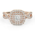 thumbnail image 1 of AFFY Infinity Double Halo Solitaire Engagement Ring for Women, Center 4MM Princess and Round Lab Created Moissanite Ring In 14K Rose Gold Over Sterling Silver Size 4.5, 1 of 6