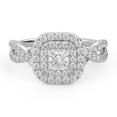 thumbnail image 1 of AFFY Infinity Double Halo Solitaire Engagement Ring for Women, Center 4MM Princess and Round Lab Created Moissanite Ring In 14K White Gold Over Sterling Silver Size 4, 1 of 6