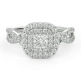 thumbnail image 1 of AFFY Infinity Double Halo Solitaire Engagement Ring for Women, Center 4MM Princess and Round Lab Created Moissanite Ring In 14K White Gold Over Sterling Silver Size 9, 1 of 6