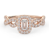 AFFY Infinity Halo Engagement Rings for Women, Center 5x3mm Emerald and Round Cut Lab Created Moissanite Ring In 10K Solid Rose Gold Ring Size-10