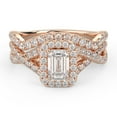 thumbnail image 1 of AFFY Infinity Halo Solitaire Bridal Set Ring for Women, 1.40 Carat (ctw) Emerald And Round Lab Grown Diamond Engagement Wedding Ring 14K Rose Gold Over 925 Sterling Silver F-G-H, SI Quality -6, 1 of 6