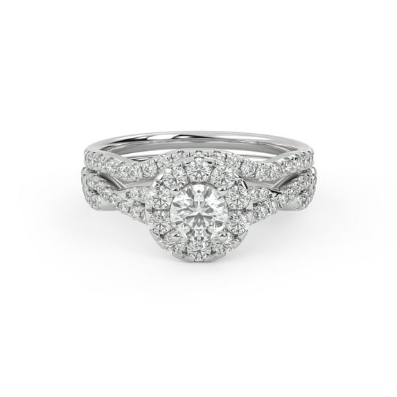 AFFY Infinity Halo Solitaire Bridal Set Ring for Women, IGI Certified 1.10 Carat (ctw) Round Cut Lab Grown Diamond Engagement Wedding Ring In 14K Solid White Gold F-G, VS-SI Quality Ring Size-8.5